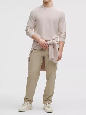 Lululemon Textured Crewneck Sweater Chunky Fisherman Knit Beige Ivory Medium